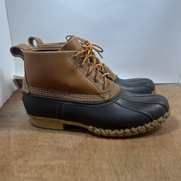LL Bean Duck Boots Men's Size 10M Brown Leather Maine Hunting Outdoor Waterproof - Picture 1 of 8